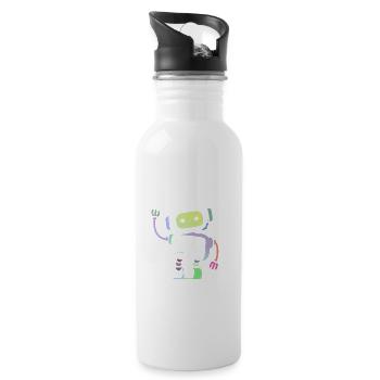 Robot pastel amusant - Water bottle with straw - white - Right