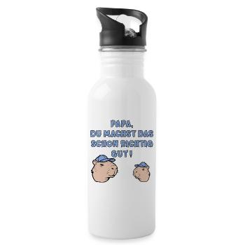 DAD CHILD - FATHER'S DAY CAPYBARA - Water bottle with straw - white - Right