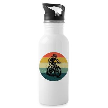 Motif de VTT minimaliste - Gourde avec paille intégrée - blanc - Droite