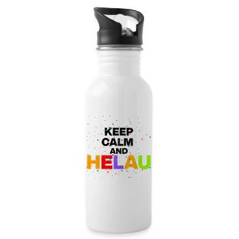 KEEP CALM AND HELAU! KARNEVAL FASCHING schwarz - Trinkflasche mit integriertem Trinkhalm - Weiß - Rechts