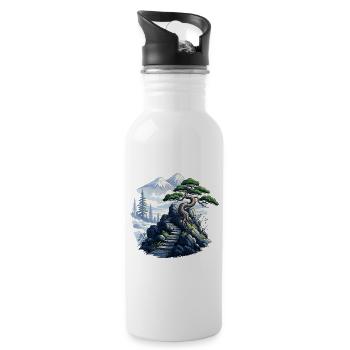 Bergtreppe zu den Kiefern - Trinkflasche mit integriertem Trinkhalm - Weiß - Rechts