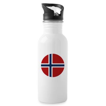 Norway round flag - Water bottle with straw - white - Right