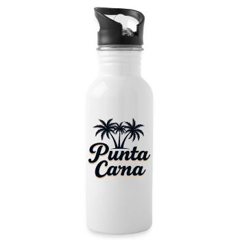 Punta Cana Karibik Urlaub mit Palmen - Trinkflasche mit integriertem Trinkhalm - Weiß - Rechts
