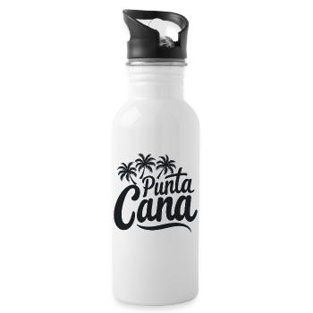 Punta Cana Karibik Urlaub mit Palmen - Trinkflasche mit integriertem Trinkhalm - Weiß - Rechts
