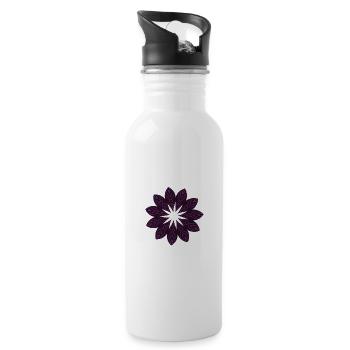 Fleur Mandala Violet foncé - Gourde avec paille intégrée - blanc - Droite