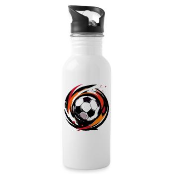 Farbwirbel Fußballball Fussball Deutschland Farben - Trinkflasche mit integriertem Trinkhalm - Weiß - Rechts