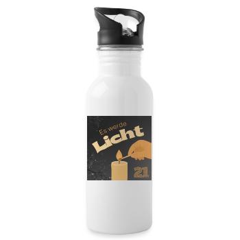 Es werde Licht Kerzenzauber 21 - Trinkflasche mit integriertem Trinkhalm - Weiß - Rechts