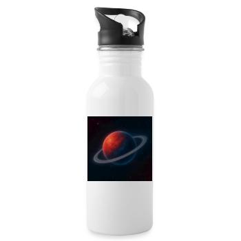 Red PlanetBlue mit Ringen - Trinkflasche mit integriertem Trinkhalm - Weiß - Rechts