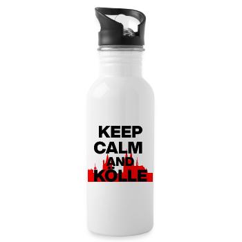 KEEP CALM AND KÖLLE! COLOGNE LOVE KÖLSCH LOVER black - Water bottle with straw - white - Right