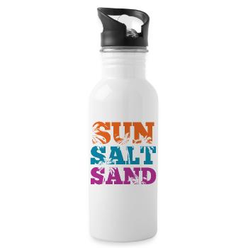 Sommerzeit - Sonne, Salz und Sand - Trinkflasche mit integriertem Trinkhalm - Weiß - Rechts