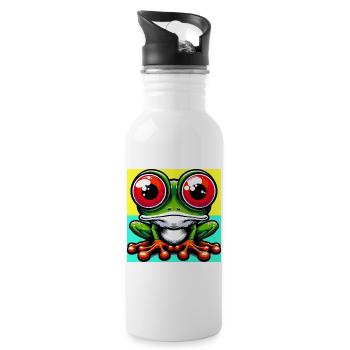 grenouille - Gourde avec paille intégrée - blanc - Droite