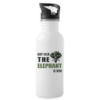 Ruhig bleiben der Elefant ist da - Trinkflasche mit integriertem Trinkhalm - Weiß - Rechts