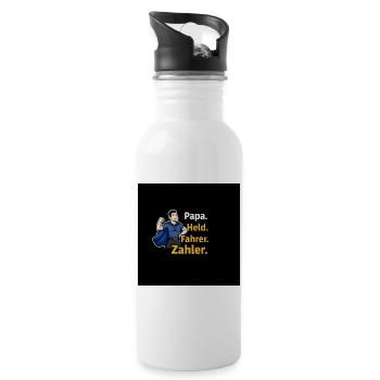 Dad Hero Driver Counter Cartoon - Water bottle with straw - white - Right