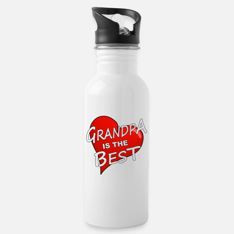 GRANDPA IS THE BEST - Trinkflasche mit integriertem Trinkhalm - Weiß