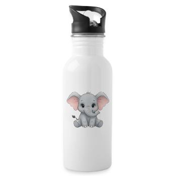 Dessin animé câlin bébé éléphant - Gourde avec paille intégrée - blanc - Droite