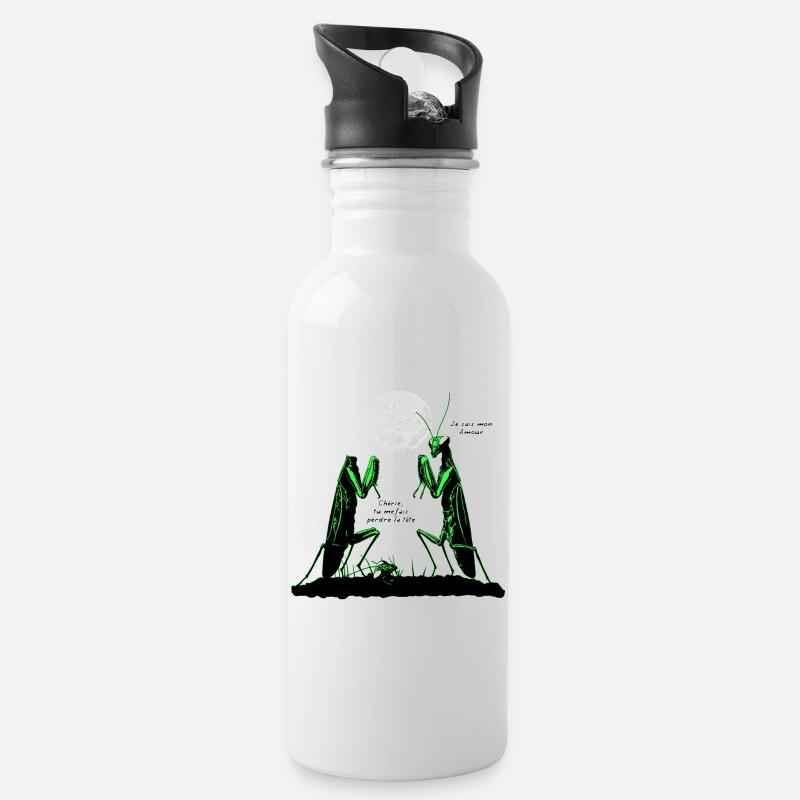 YOU MAKE ME LOSE MY MIND (love, praying mantis) - Water bottle with straw - white