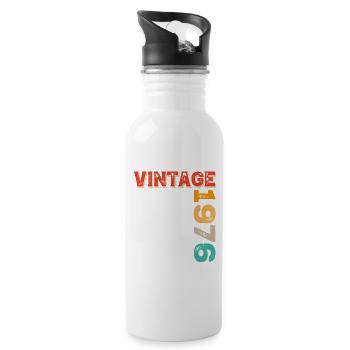 Vintage 1976 - Trinkflasche mit integriertem Trinkhalm - Weiß - Rechts
