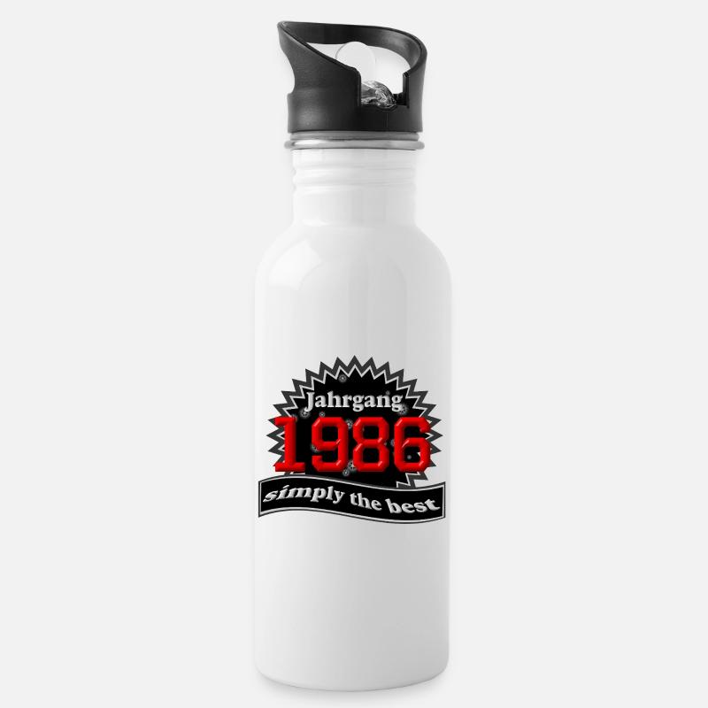 Born in 1986 , 40th Birthday - Water bottle with straw - white