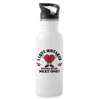 I Love Mistakes – Funny Single Flirt Saying - Water bottle with straw - white - Right