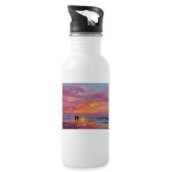 Coucher de soleil - Gourde avec paille intégrée - blanc - Droite