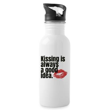 Kissing Is Always a Good Idea - Water bottle with straw - white - Right
