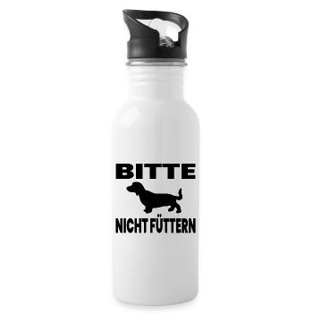 Dackel - Trinkflasche mit integriertem Trinkhalm - Weiß - Rechts