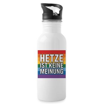Hetze ist keine Meinung - Antifa Tee - Trinkflasche mit integriertem Trinkhalm - Weiß - Rechts