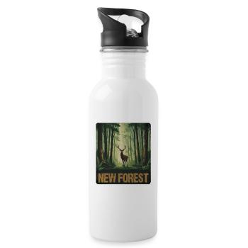 New Forest England - Trinkflasche mit integriertem Trinkhalm - Weiß - Rechts