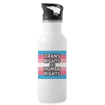 Les droits trans sont des droits humains - T-shirt Pride - Gourde avec paille intégrée - blanc - Droite
