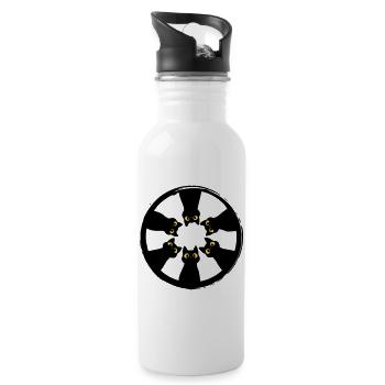 Cat Gaze Circle: Eyes from the Darkness - Water bottle with straw - white - Right
