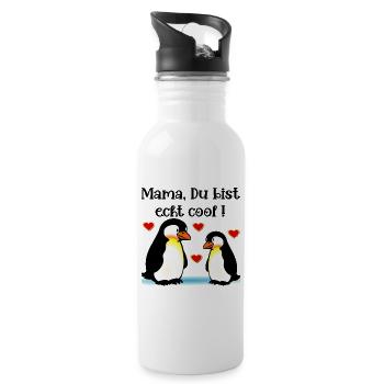 Compliments Mom Mother's Day Penguins - Water bottle with straw - white - Right