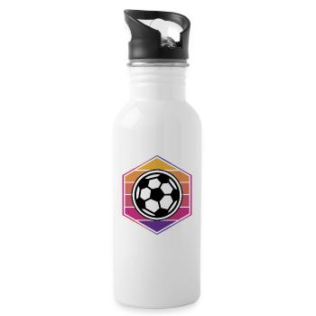 Fußball Ball Vintage - Trinkflasche mit integriertem Trinkhalm - Weiß - Rechts