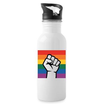 Antifa Fist - Produits dérivés antifascistes - Gourde avec paille intégrée - blanc - Droite