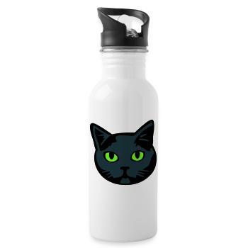 Grey Cat / Male "British Shorthair" - Water bottle with straw - white - Right