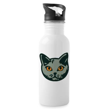 Chat / Mâle « British Shorthair » - Gourde avec paille intégrée - blanc - Droite