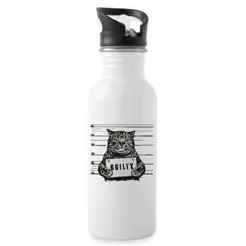 Gangster Cat – Art en demi-ton de photo d’identité coupable - Gourde avec paille intégrée - blanc - Droite