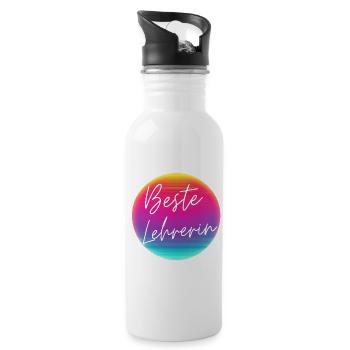 Meilleur professeur ! Cercle néon personnalisable - Gourde avec paille intégrée - blanc - Droite