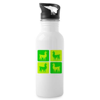 Llama Pop Art - Water bottle with straw - white - Right