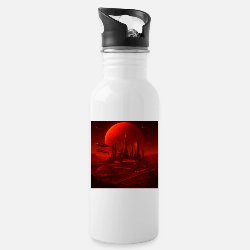 RockyZoo61 - Trinkflasche mit integriertem Trinkhalm - Weiß