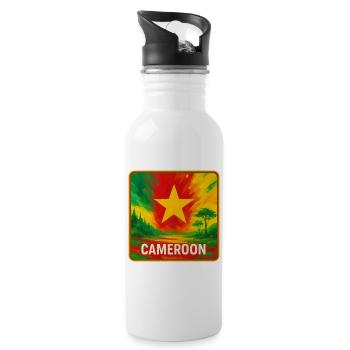 Cameroon Travel Design - Water bottle with straw - white - Right