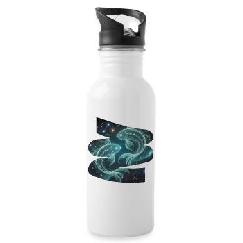 Fisch-T-Shirt, Sternenzeichen Konstellation - Trinkflasche mit integriertem Trinkhalm - Weiß - Rechts