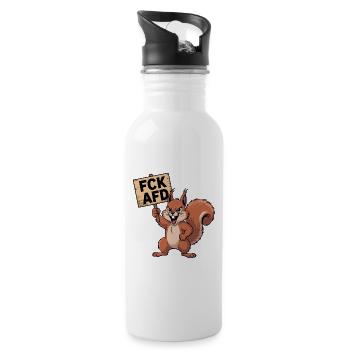 FCK AFD - Antifa Eichhörnchen Tee - Trinkflasche mit integriertem Trinkhalm - Weiß - Rechts