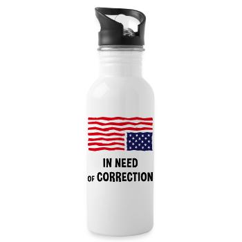 Muss korrigiert werden (US-Flagge auf dem Kopf) - Trinkflasche mit integriertem Trinkhalm - Weiß - Rechts