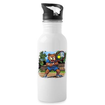 Tennis Bear - Water bottle with straw - white - Right