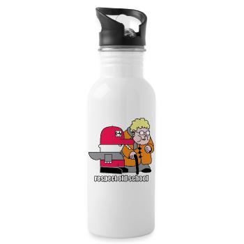 Respect Old School Retro Cartoon - Water bottle with straw - white - Right