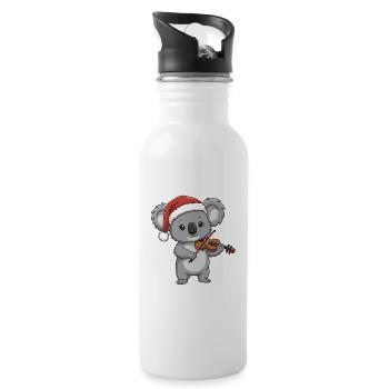 Ours koala de Noël jouant de l’art du violon - Gourde avec paille intégrée - blanc - Droite