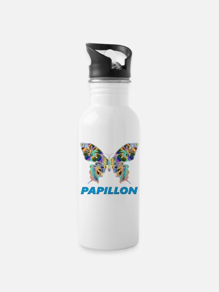 PAPILLON - Trinkflasche mit integriertem Trinkhalm - Weiß