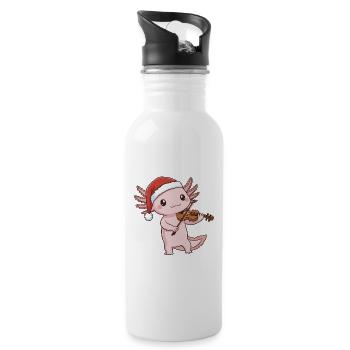 Weihnachts-Axolotl-Fisch spielt Geigenkunst - Trinkflasche mit integriertem Trinkhalm - Weiß - Rechts