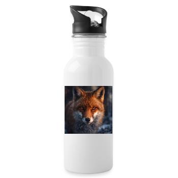 Fuchs-Erkundung bei Einbruch der Dämmerung - Trinkflasche mit integriertem Trinkhalm - Weiß - Rechts