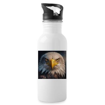 Eagle in close-up: Golden Gaze - Water bottle with straw - white - Right